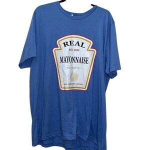 Real Mayonnaise Graphic T-Shirt 2XL Blue Unisex Canvas 52% Cotton